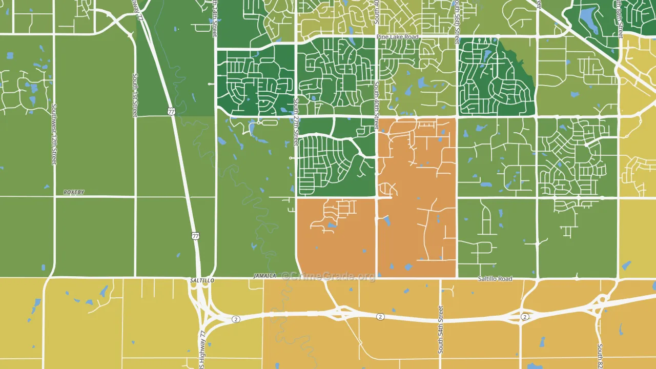 Saltillo, NE Map of Robbery Rates