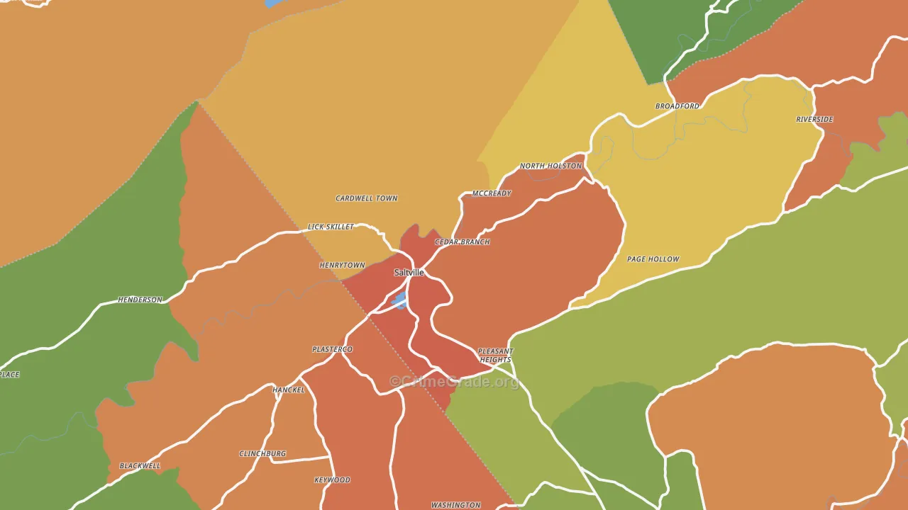 Saltville, VA Map of Robbery Rates
