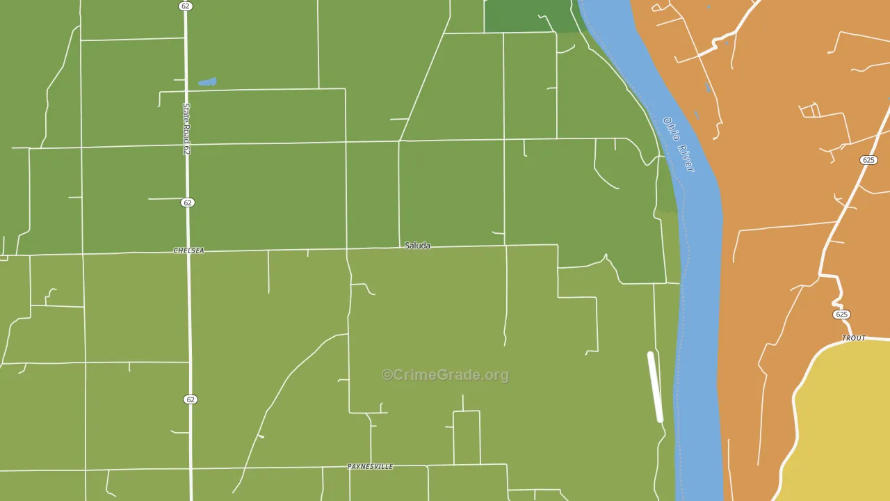 Saluda, IN Map of Robbery Rates