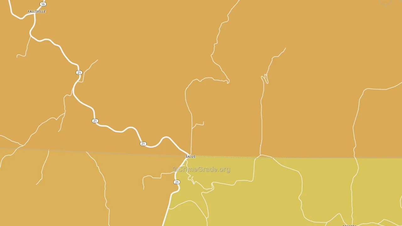 Salus, AR Map of Robbery Rates