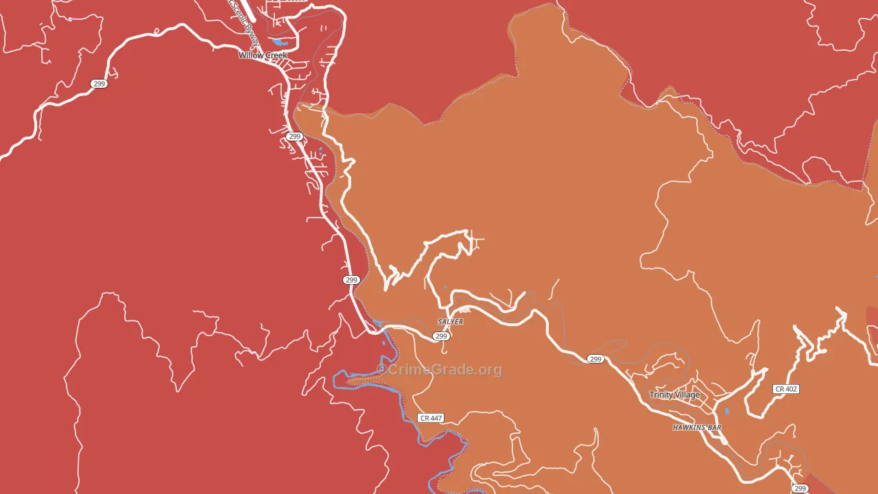 Salyer, CA Map of Robbery Rates