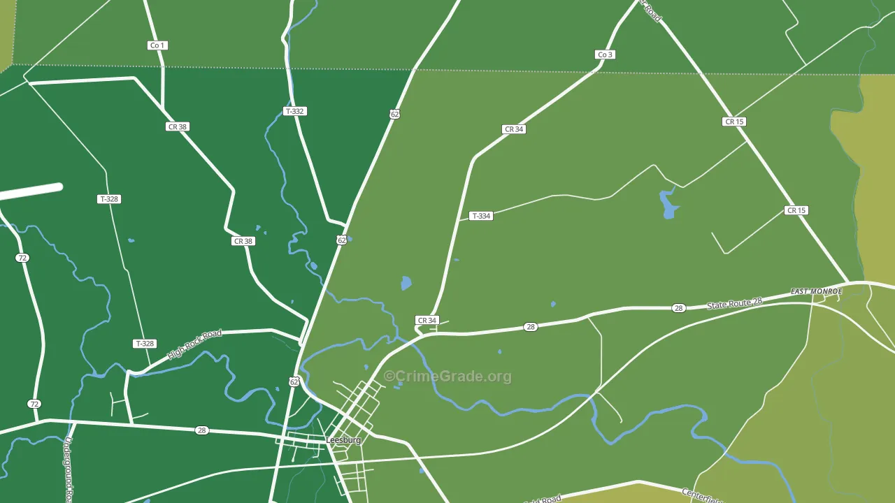 Samantha, OH Map of Robbery Rates