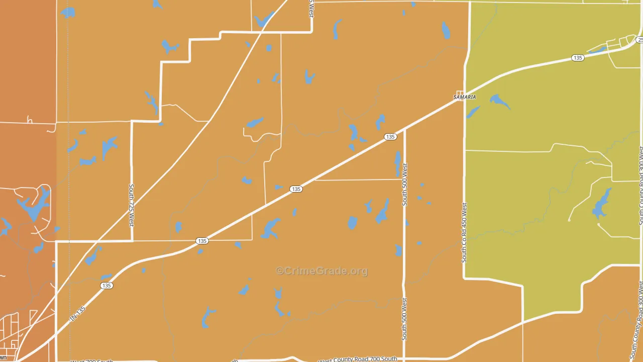Samaria, IN Map of Robbery Rates