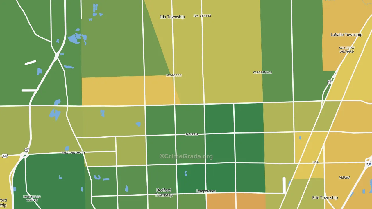 Samaria, MI Map of Robbery Rates