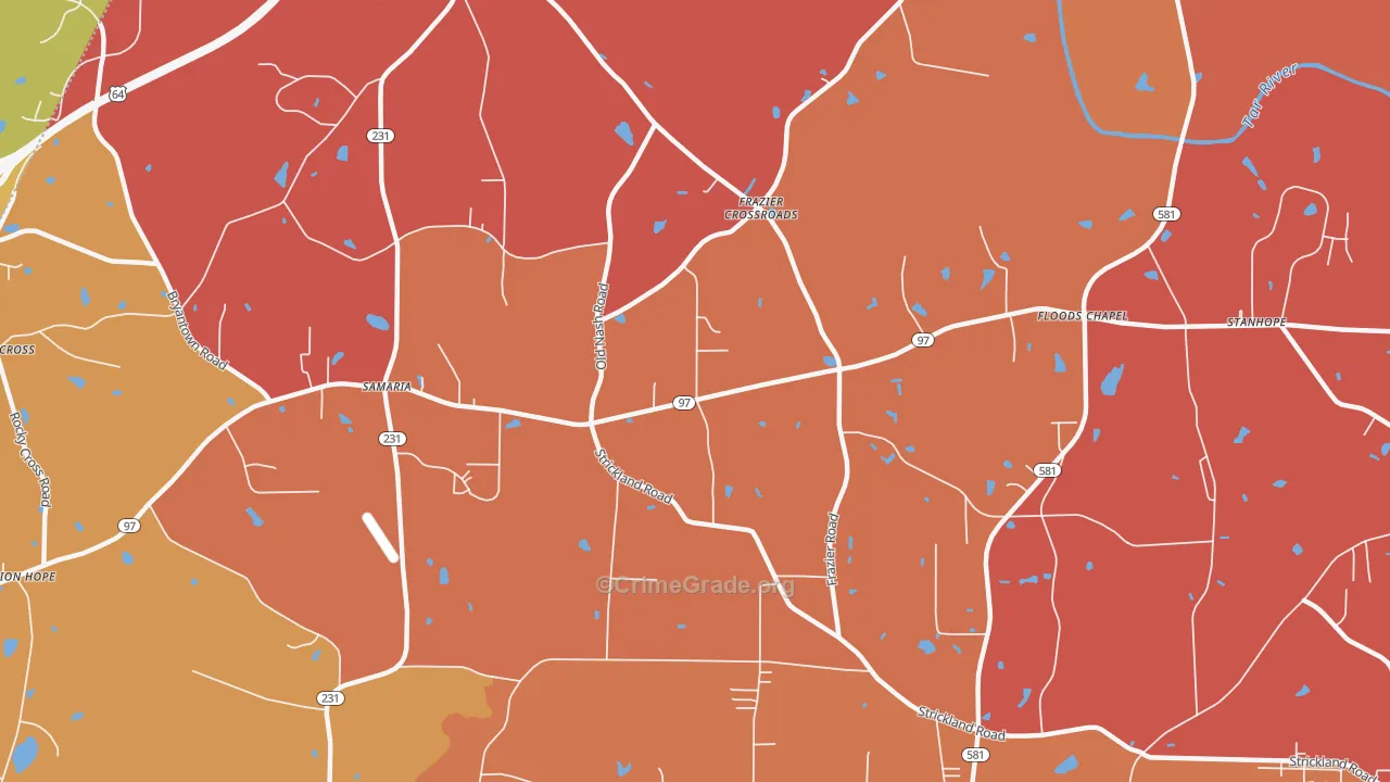 Samaria, NC Map of Robbery Rates