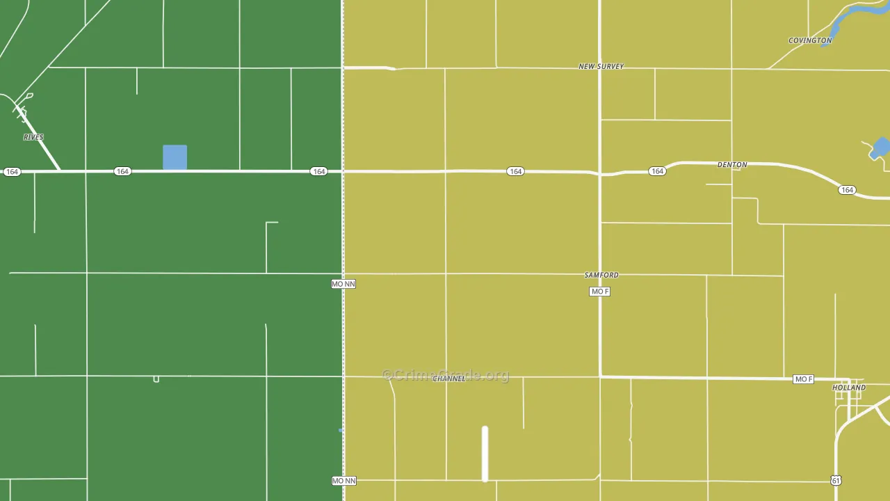 Samford, MO Map of Robbery Rates