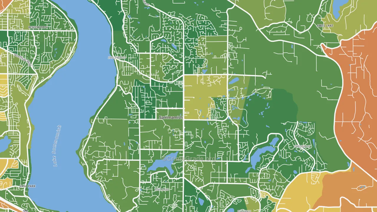 Sammamish, WA Map of Robbery Rates