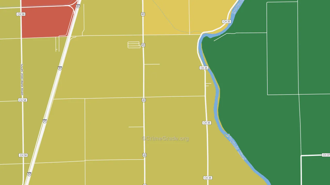 Sammons Point, IL Map of Robbery Rates