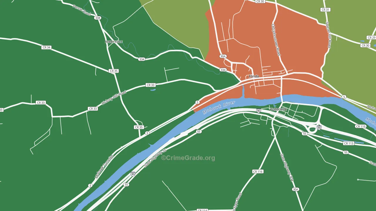 Sammonsville, NY Map of Robbery Rates