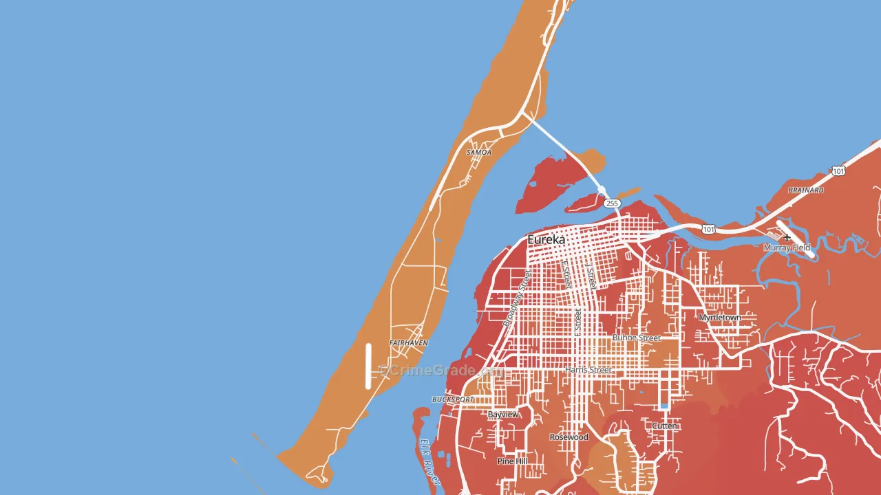 Samoa, CA Map of Robbery Rates