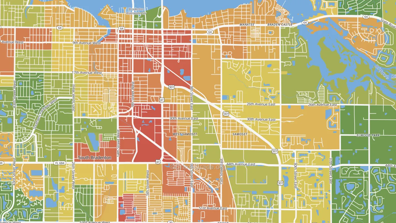 Samoset, Bradenton, FL Map of Robbery Rates