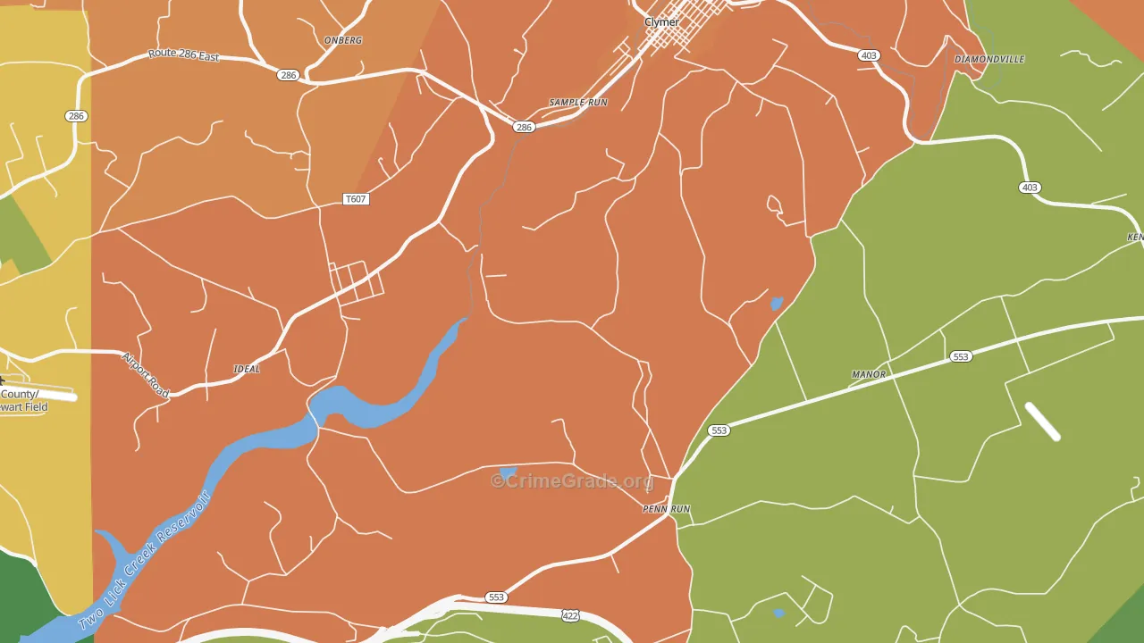 Sample Run, PA Map of Robbery Rates