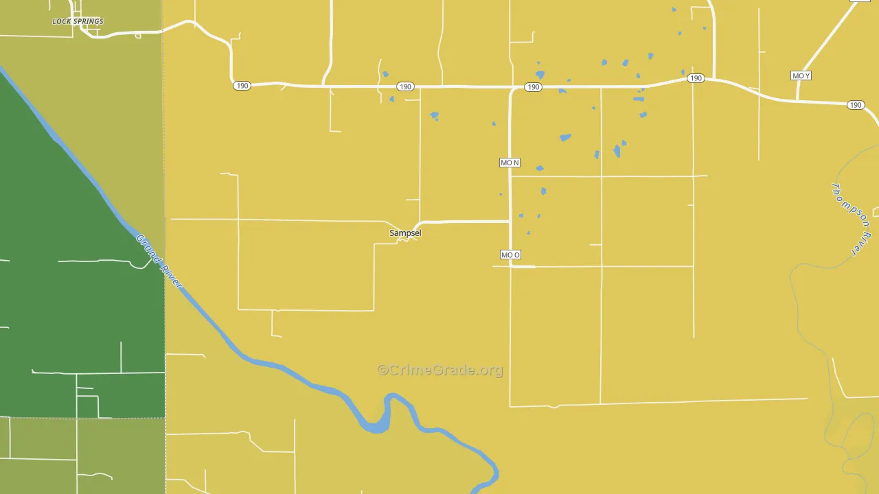 Sampsel, MO Map of Robbery Rates