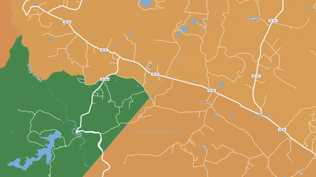 Sampson, TN Map of Robbery Rates