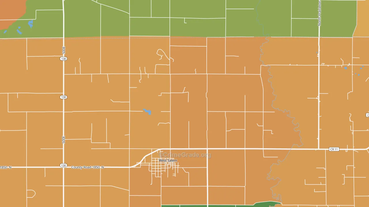 Samsville, IL Map of Robbery Rates