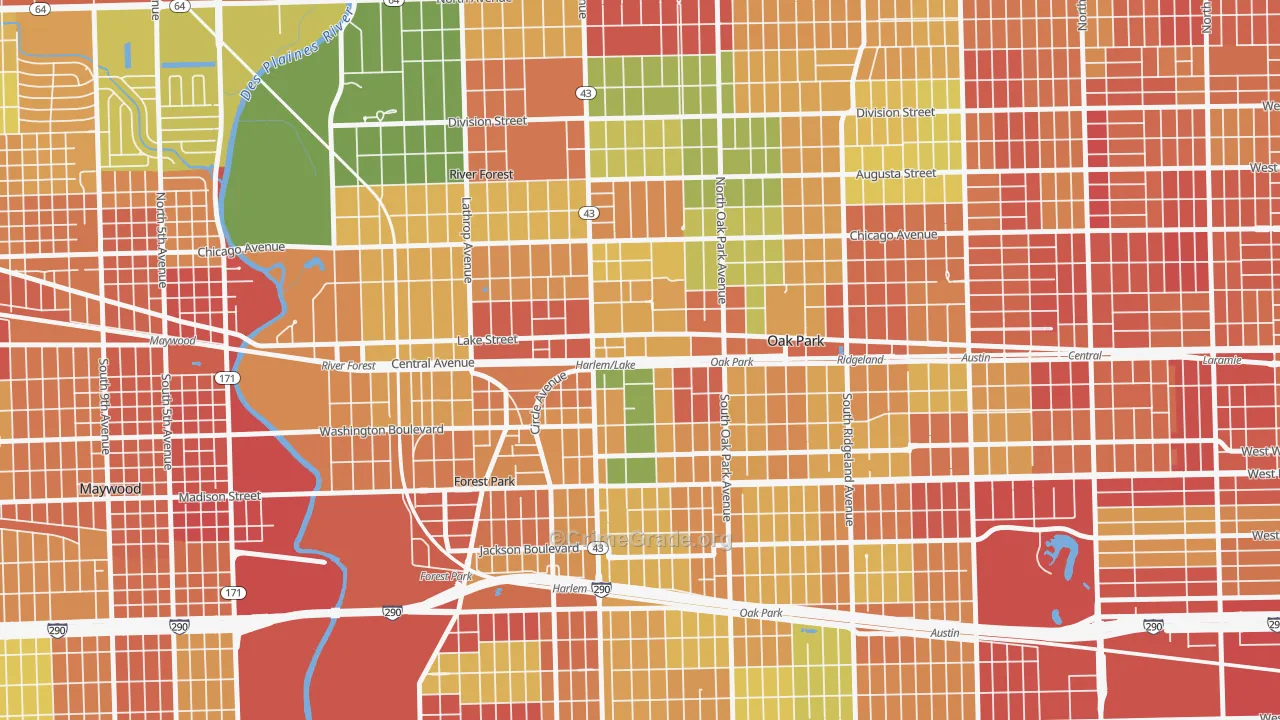 Samuel A Rothermel, Oak Park, IL Map of Robbery Rates