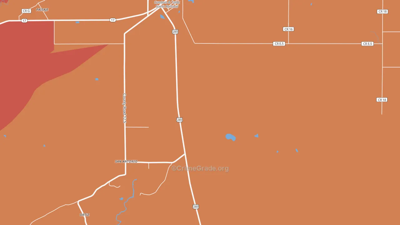 San Antonio, CO Map of Robbery Rates