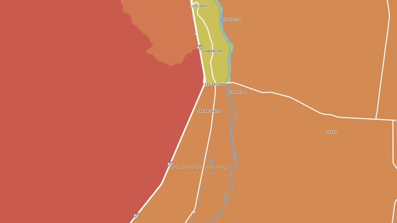 San Antonio, NM Map of Robbery Rates