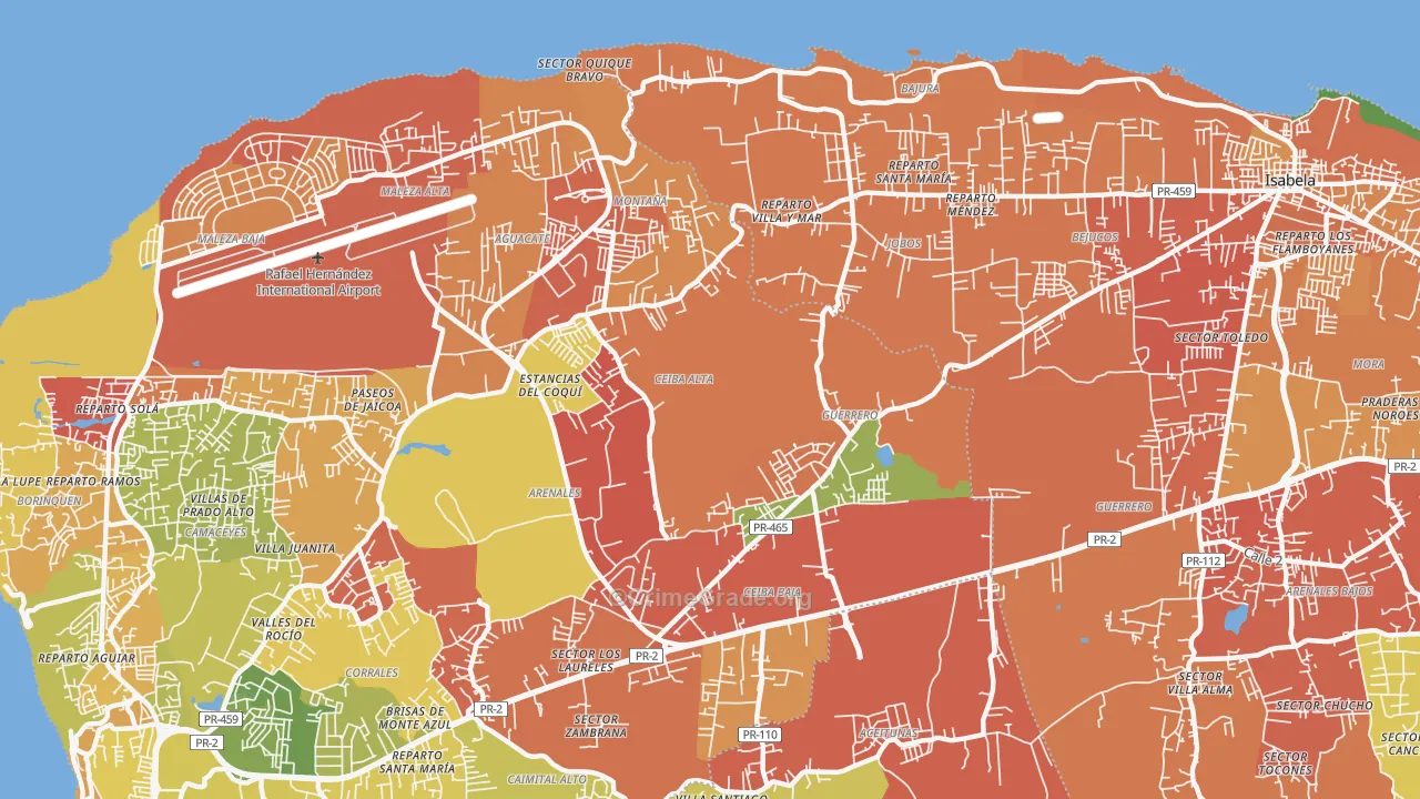 San Antonio, PR Map of Robbery Rates