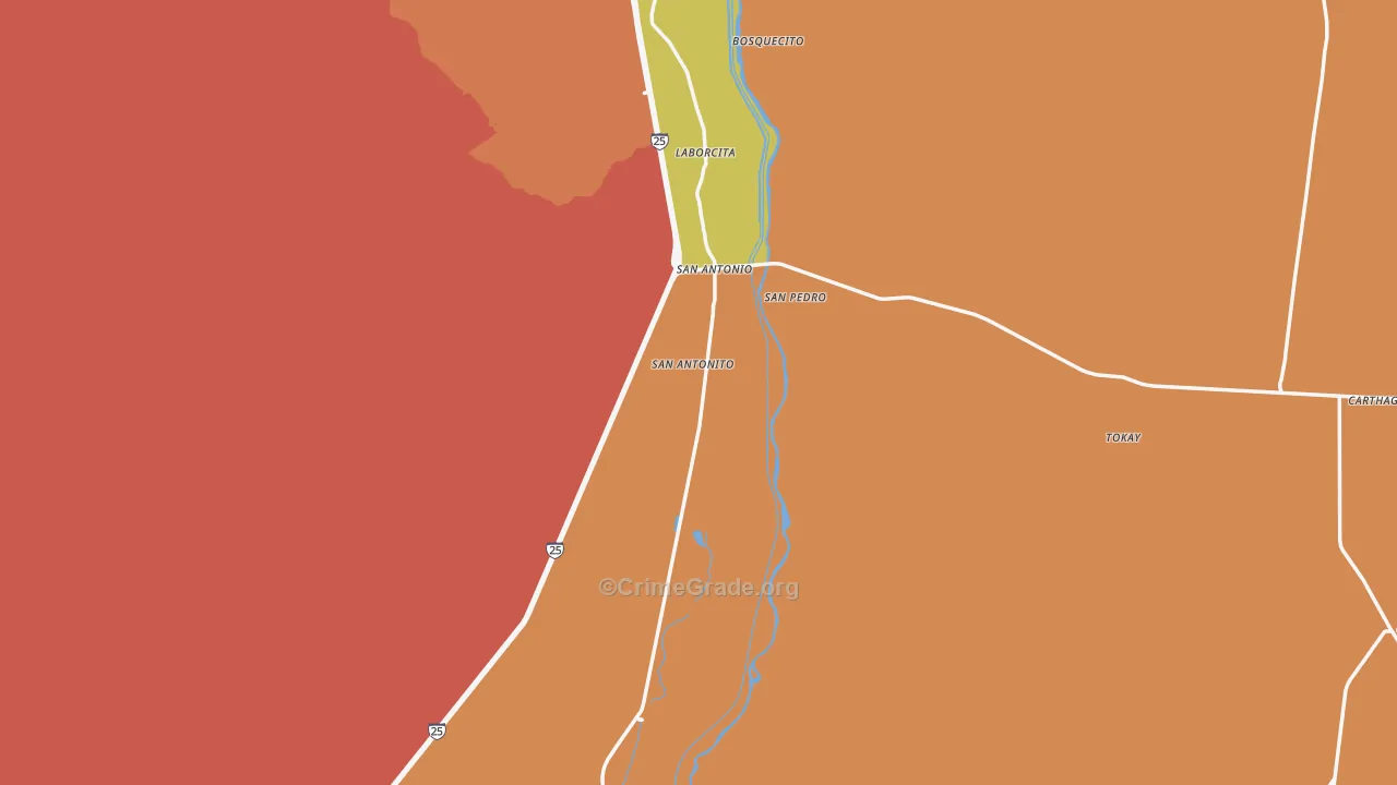 San Antonito, NM Map of Robbery Rates