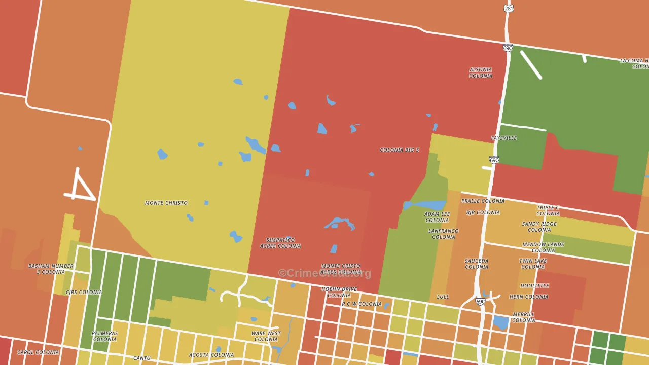 San Carlos, TX Map of Robbery Rates
