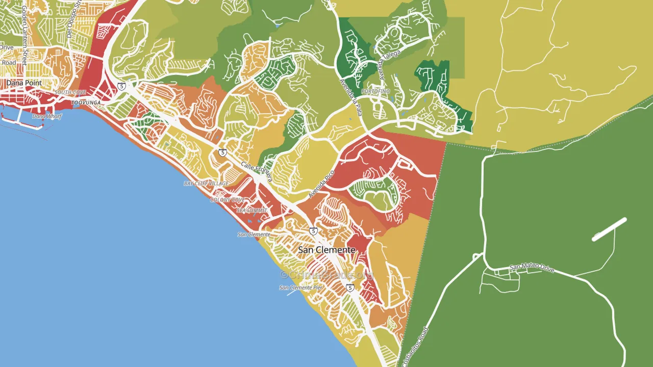 San Clemente, CA Map of Robbery Rates