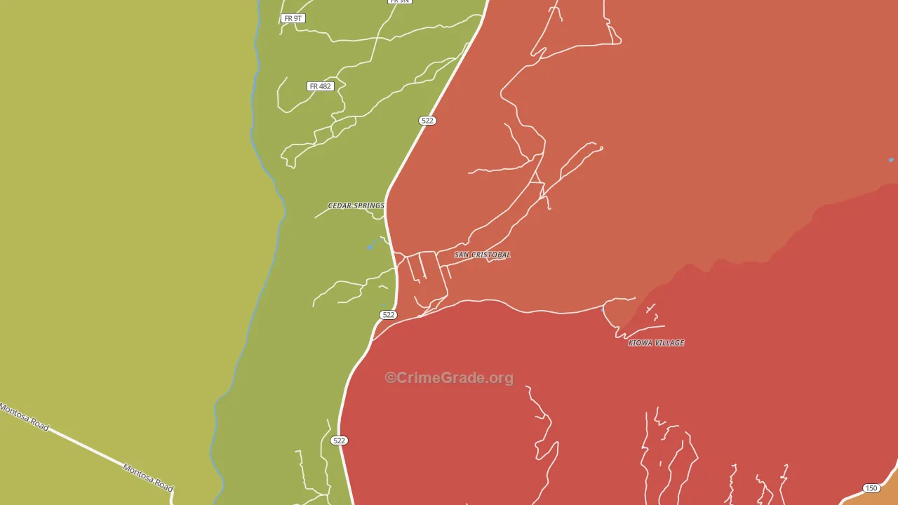 San Cristobal, NM Map of Robbery Rates