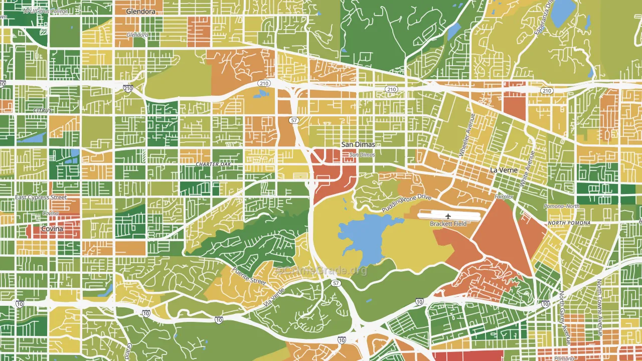 San Dimas, CA Map of Robbery Rates