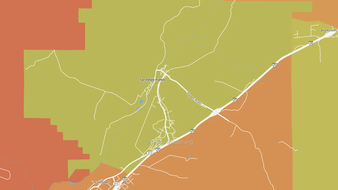 San Felipe Pueblo, NM Map of Robbery Rates