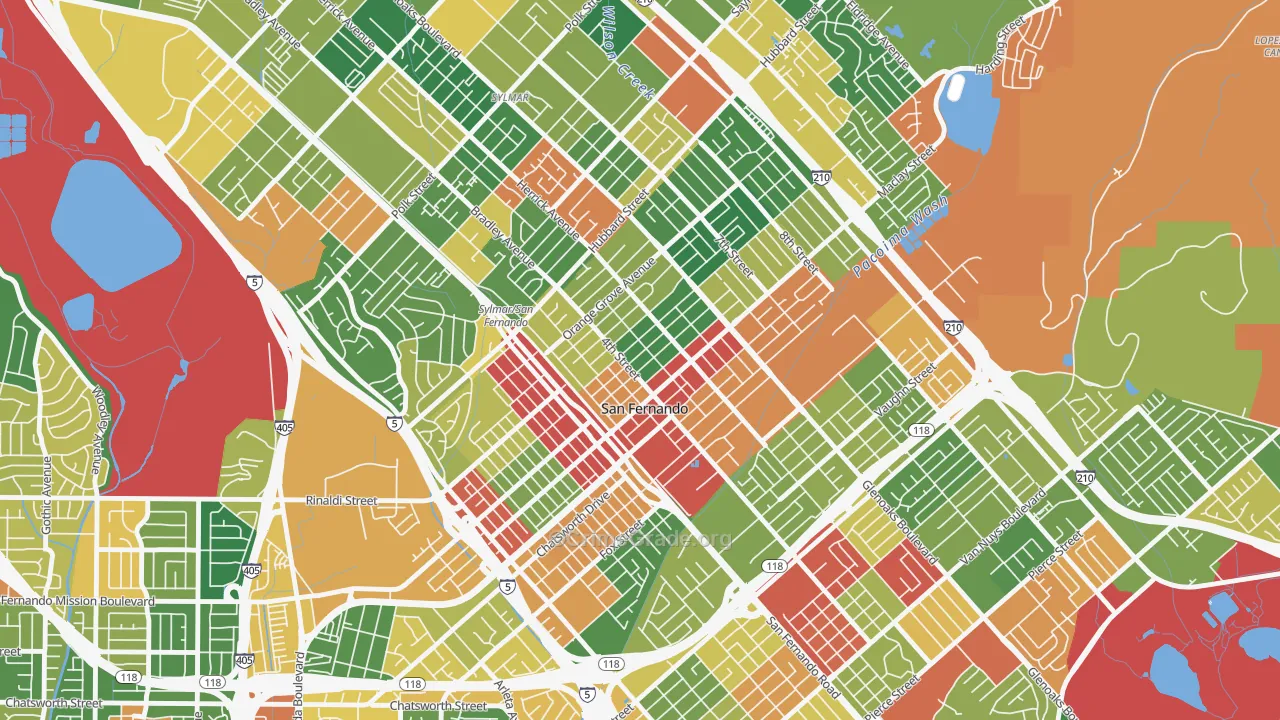 San Fernando, CA Map of Robbery Rates