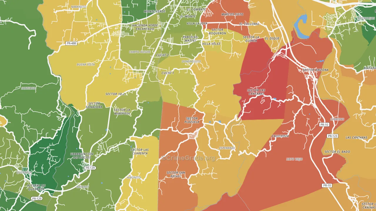 San Francisco, PR Map of Robbery Rates