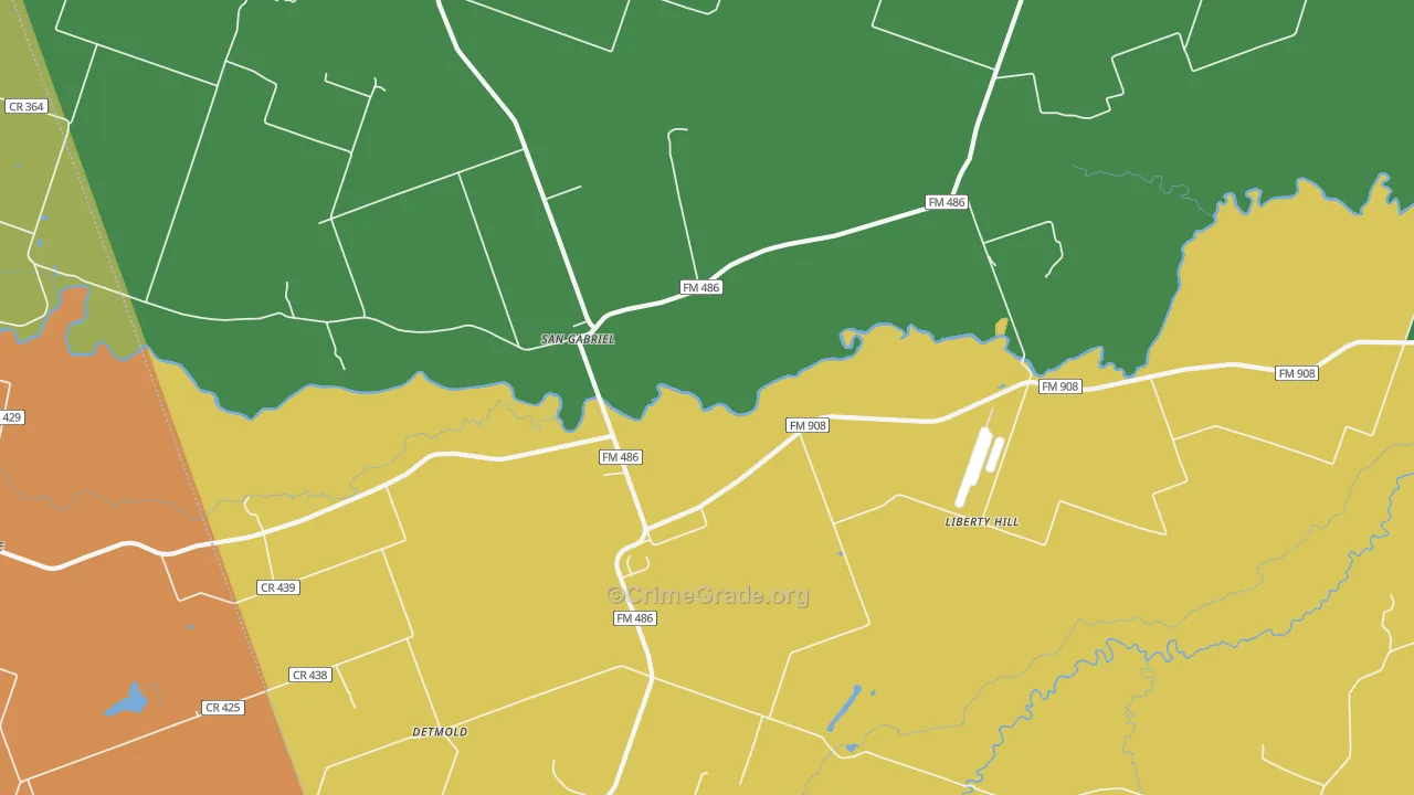 San Gabriel, TX Map of Robbery Rates