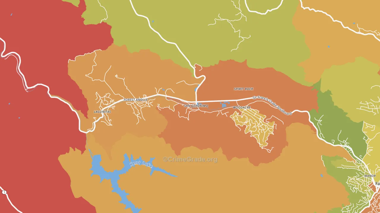 San Geronimo, CA Map of Robbery Rates