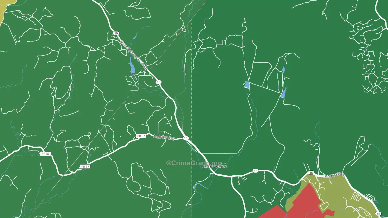 San Geronimo, TX Map of Robbery Rates