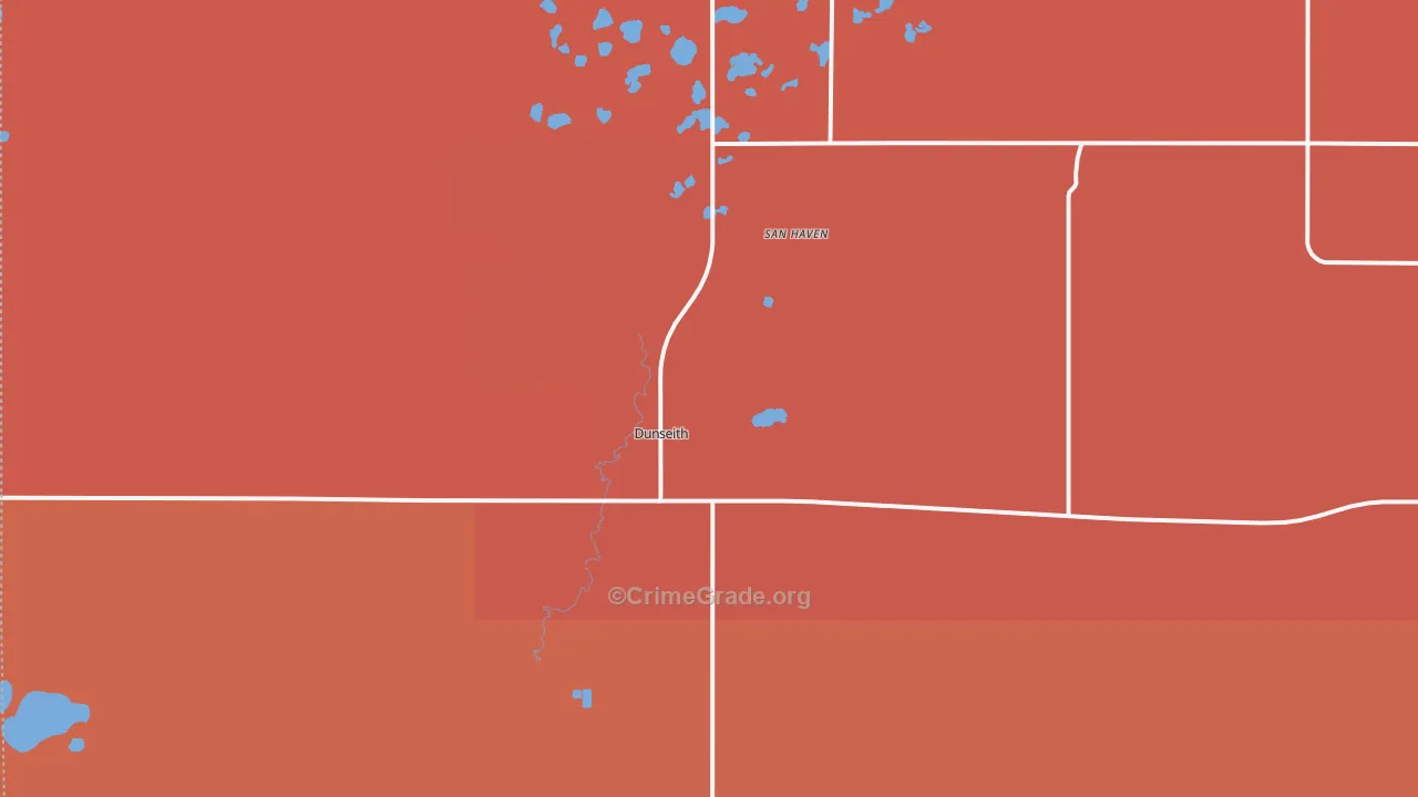San Haven, ND Map of Robbery Rates