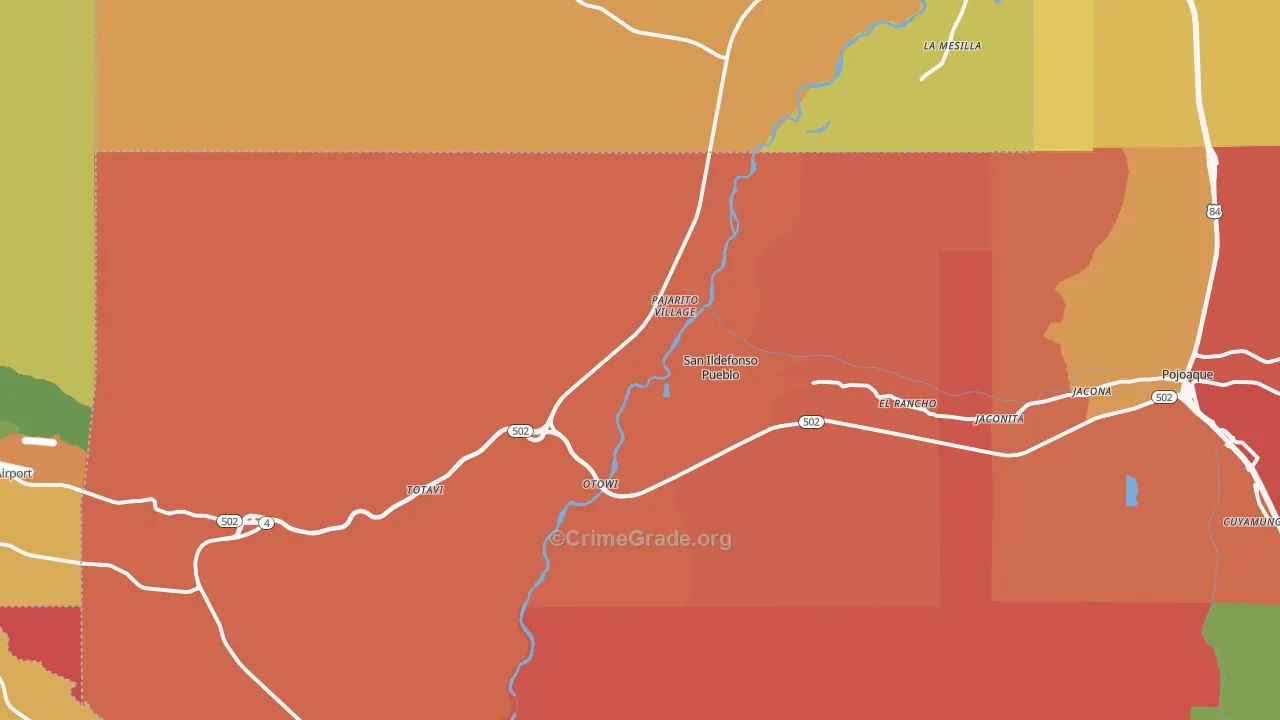 San Ildefonso Pueblo, NM Map of Robbery Rates