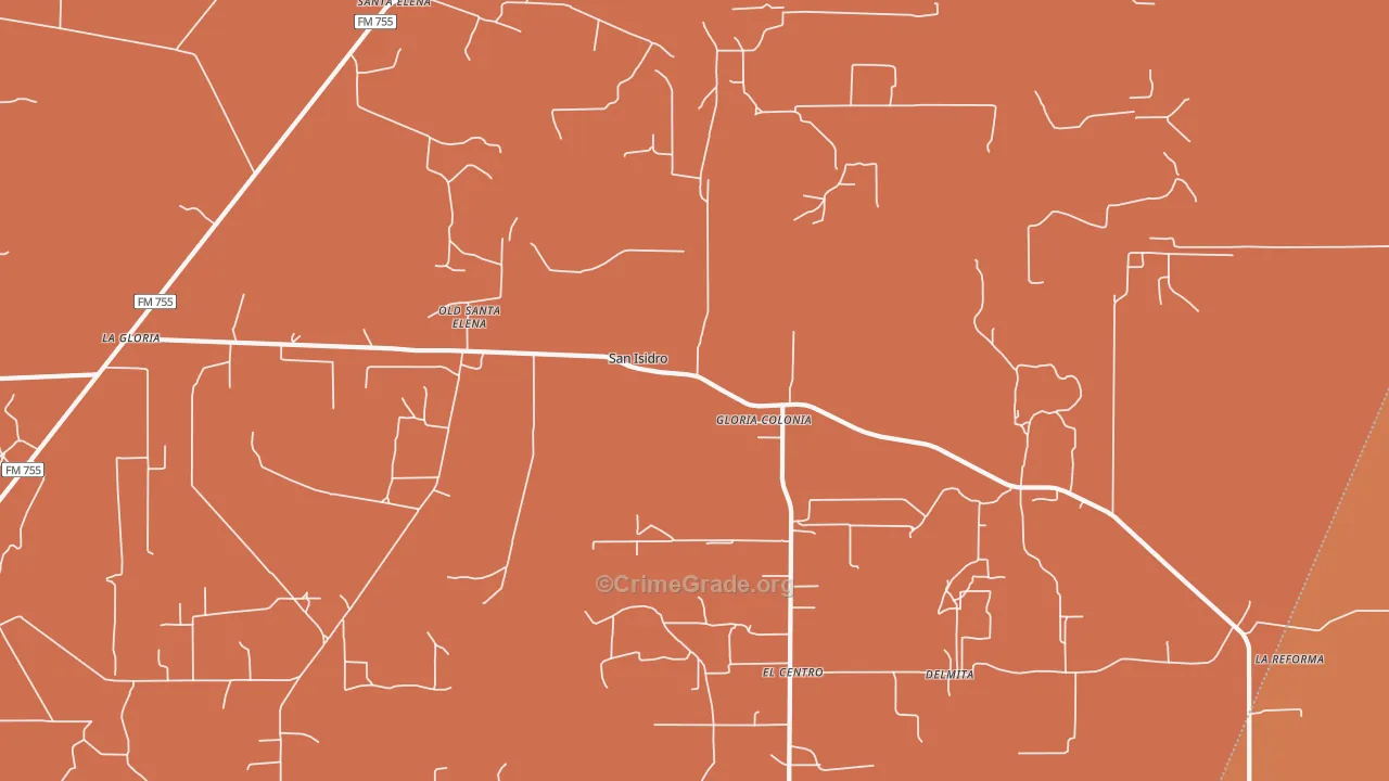 San Isidro, TX Map of Robbery Rates