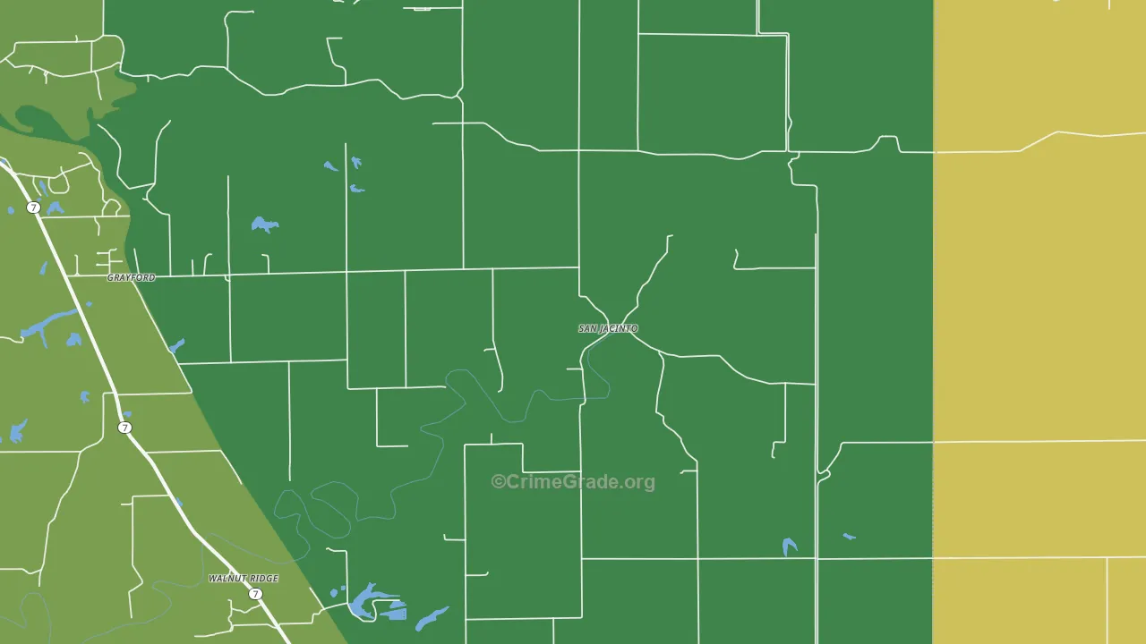 San Jacinto, IN Map of Robbery Rates