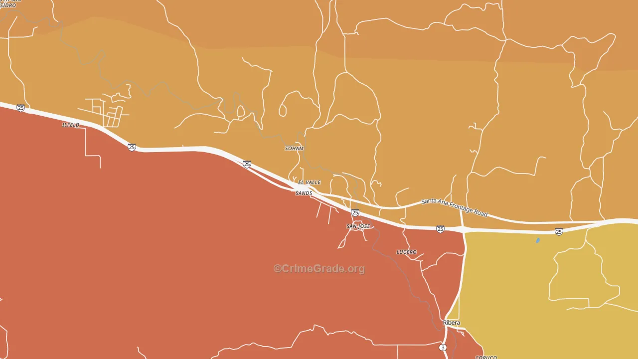 San Jose, NM Map of Robbery Rates