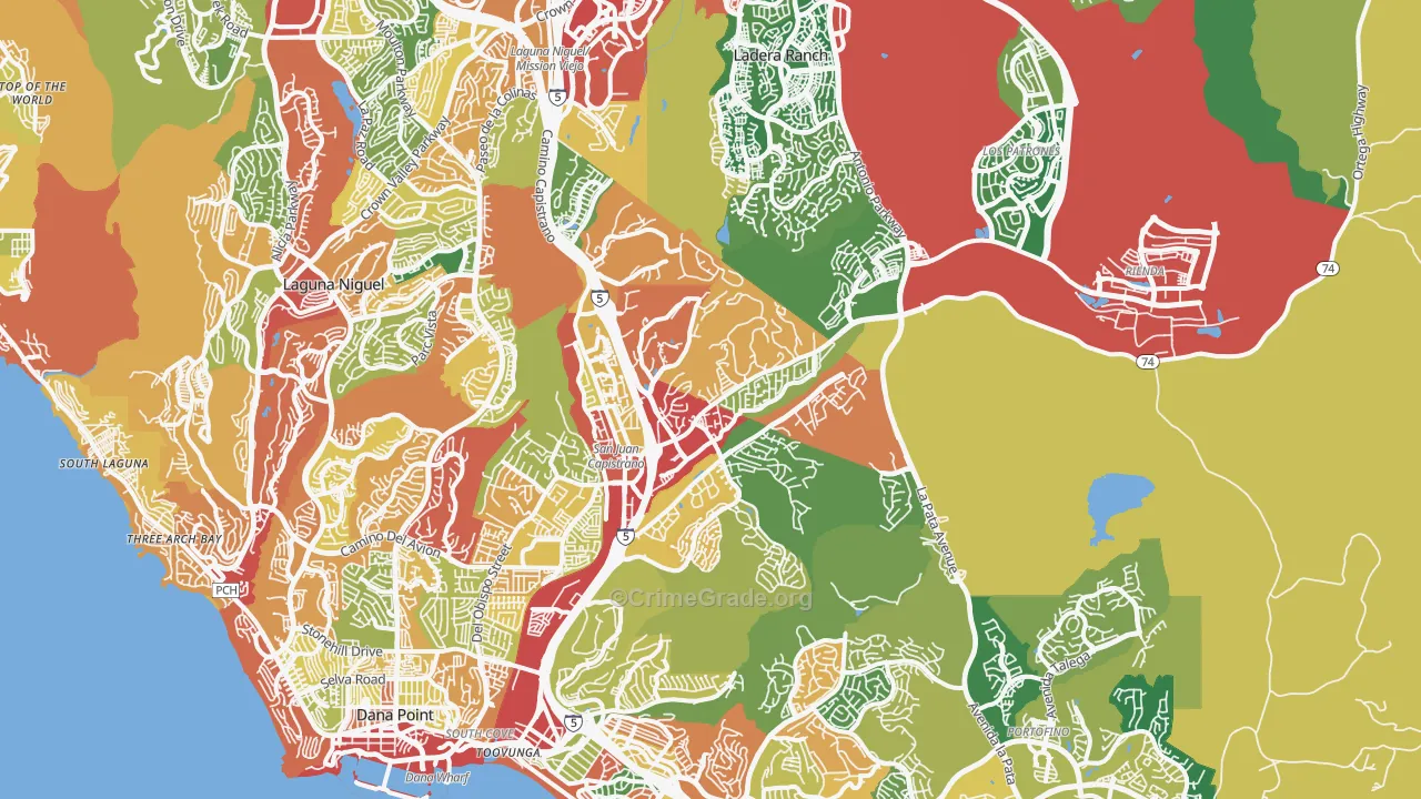 San Juan Capistrano, CA Map of Robbery Rates