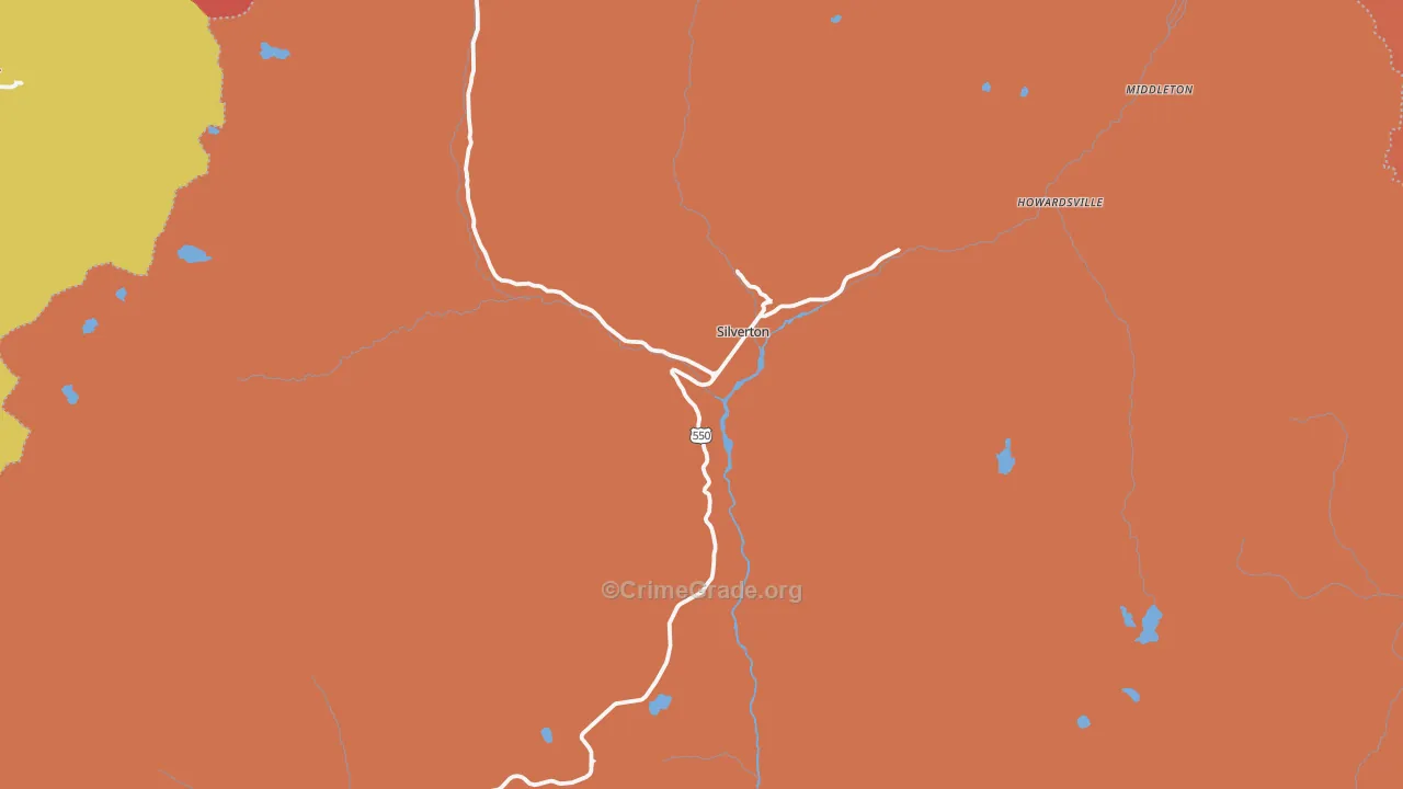 San Juan County, CO Map of Robbery Rates