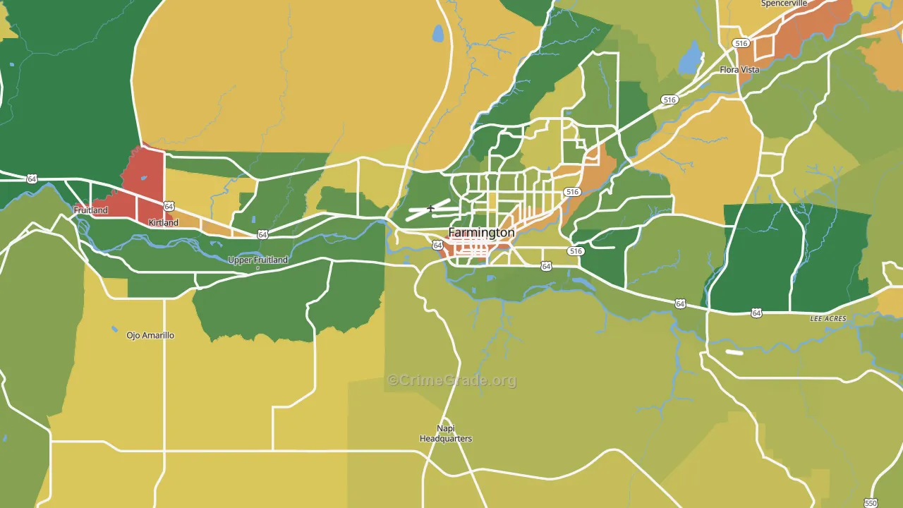 San Juan County, NM Map of Robbery Rates