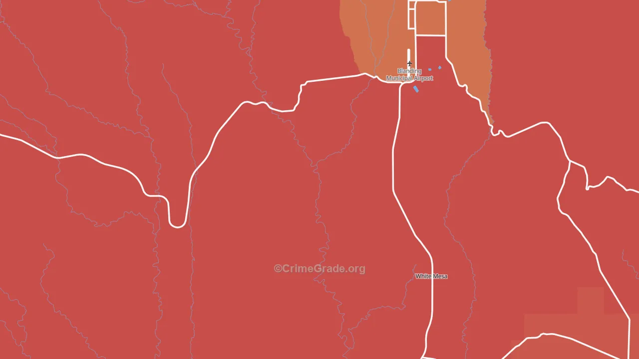 San Juan County, UT Map of Robbery Rates