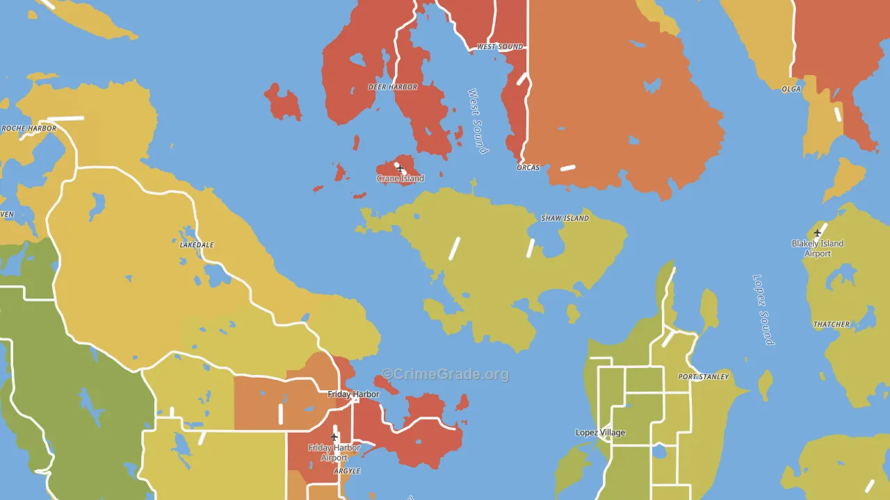 San Juan County, WA Map of Robbery Rates
