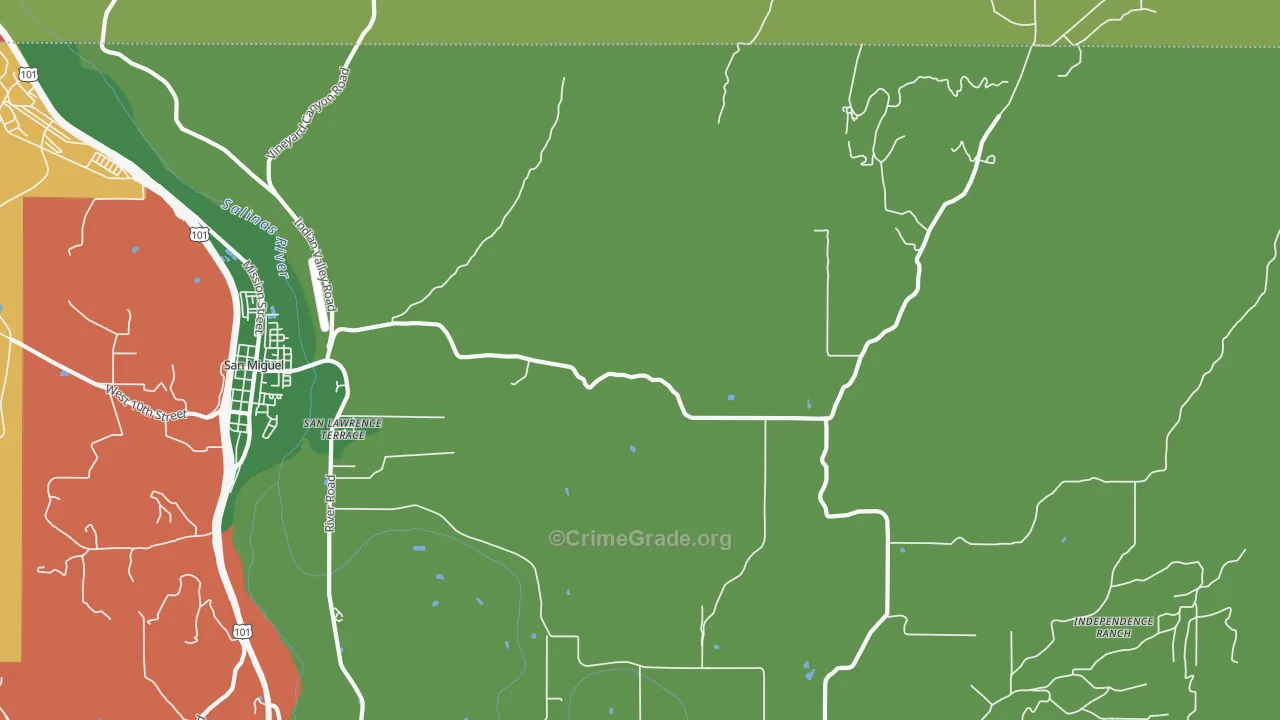San Lawrence Terrace, CA Map of Robbery Rates