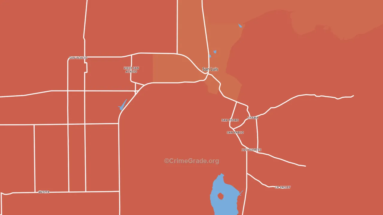 San Luis, CO Map of Robbery Rates