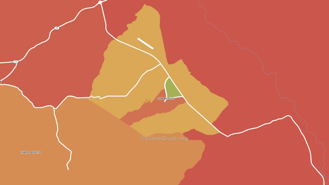 San Manuel, AZ Map of Robbery Rates