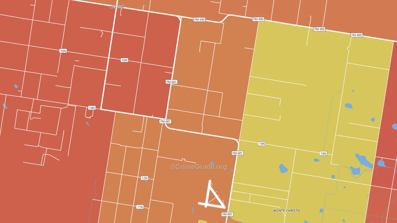 San Manuel-Linn, TX Map of Robbery Rates