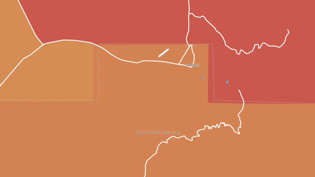 San Mateo, NM Map of Robbery Rates