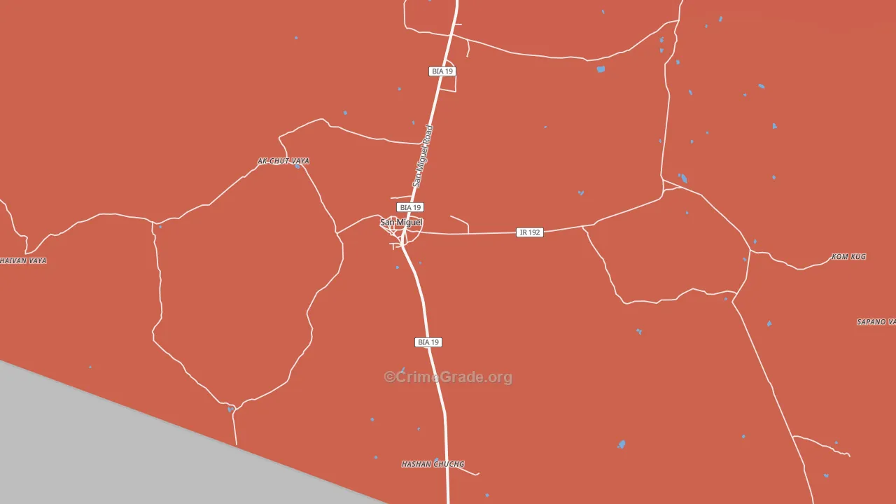 San Miguel, AZ Map of Robbery Rates